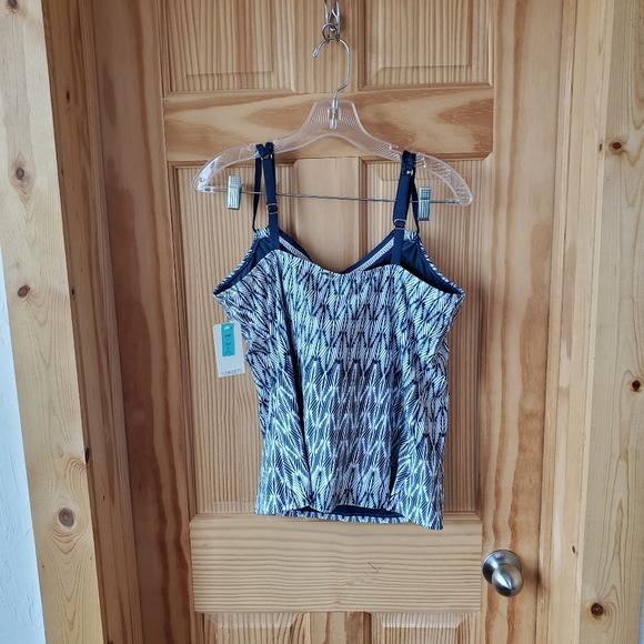 Sunsets Taylor Tankini Foxtail Blue Geometric 32G 34F 36E - Picture 3 of 8